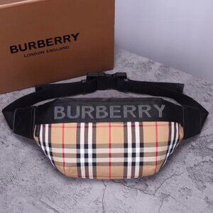 Burberry Beige Check Logo Belt Bag